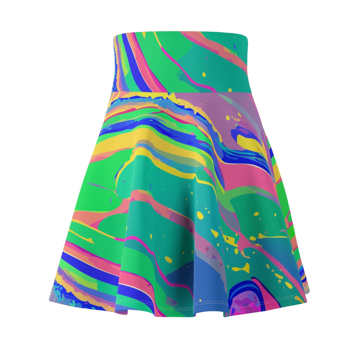 Skater Skirt – Mermaid Gems Radiant Aqua Neon Splash Iridescent Rave Mini Skirt | Aesthetic Rebellion