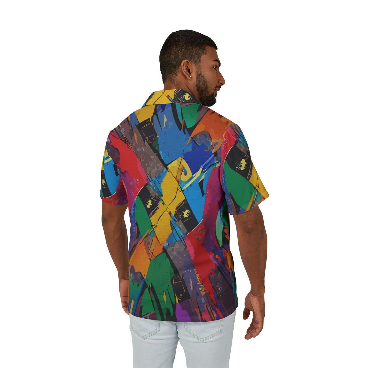 Vibrant Men's Hawaiian Camp Shirt, Tropical Vacation Wear, Beach Party Essentials, Fun Summer | Aesthetic Rebellion