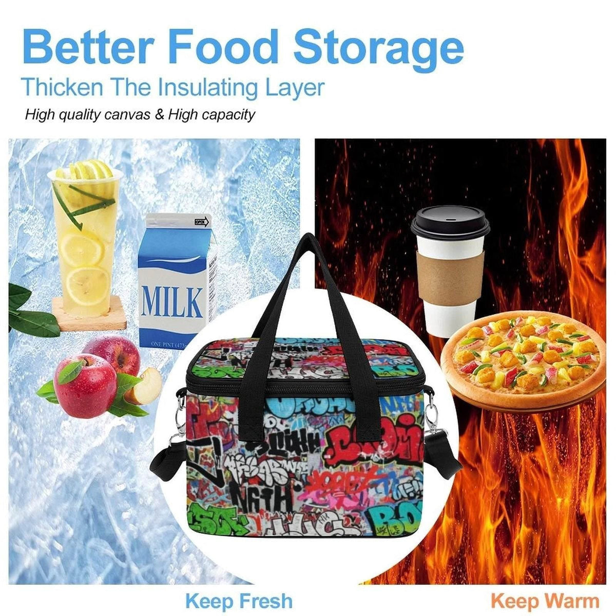 Maximalist Graffiti Portable Cooler Bag - Insulated Oxford Tote for Festivals, Beach Days & Designer Lunches by Aesthetic Rebellion