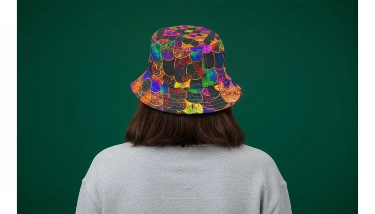 Maximalist Print Bucket Hat - Zany Stitch Detail, USA Made by Aesthetic Rebellion