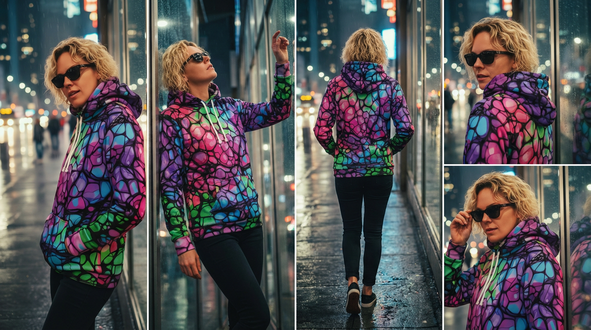Plurrple AOP Pullover Hoodie – Bioluminescent Neural Web Streetwear | Aesthetic Rebellion