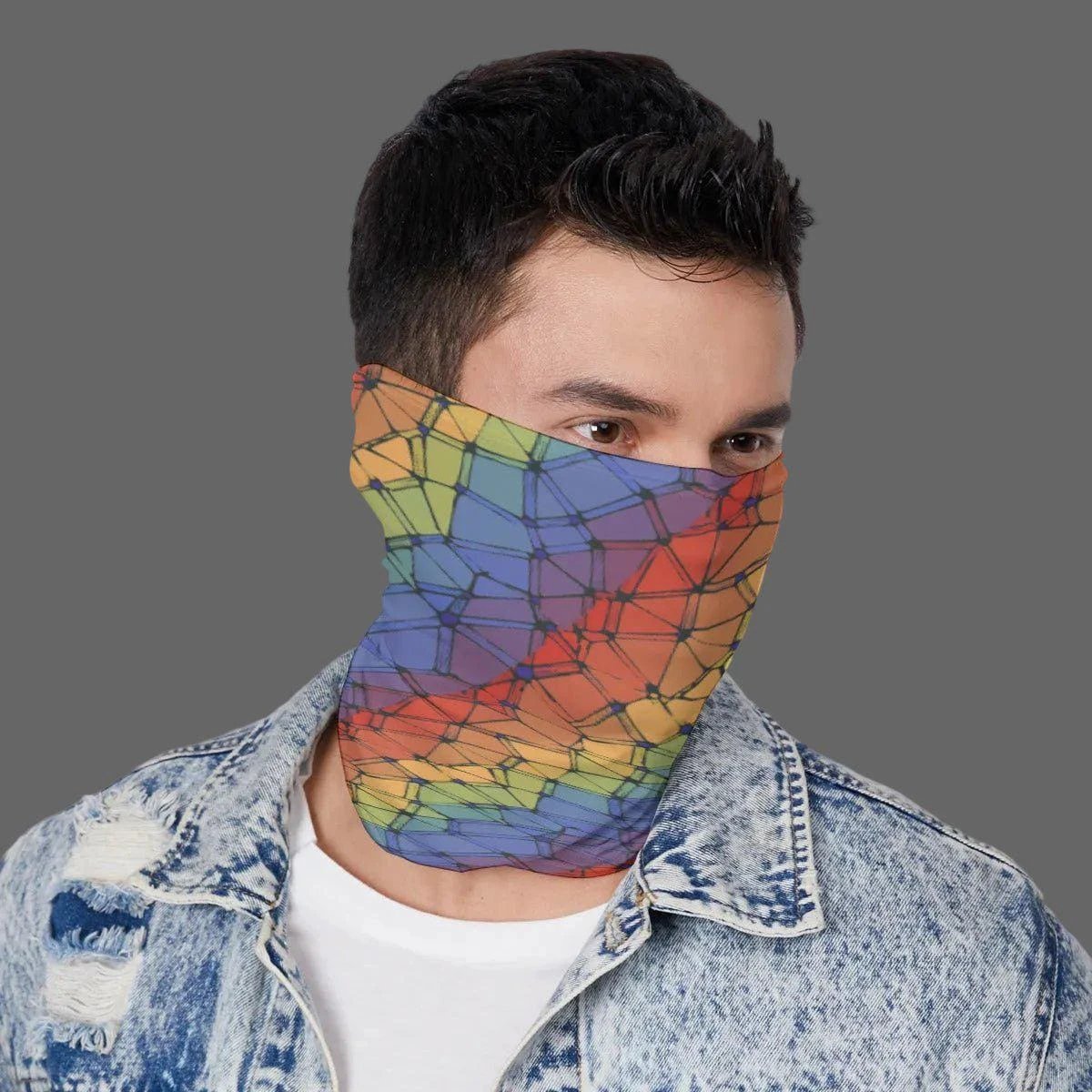 Trippy Vibrational Neck Gaiter - Psychedelic Dust Mask for Burning Man, Snowboarding & Festival Protection by Aesthetic Rebellion
