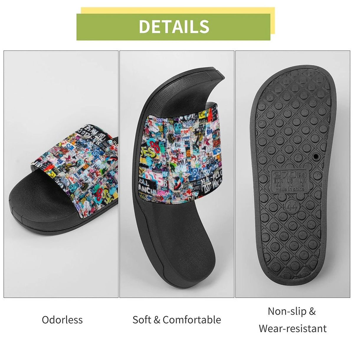 "Tag Swag" All-Over Print Slides | Bold Abstract Art PVC Slippers by Aesthetic Rebellion