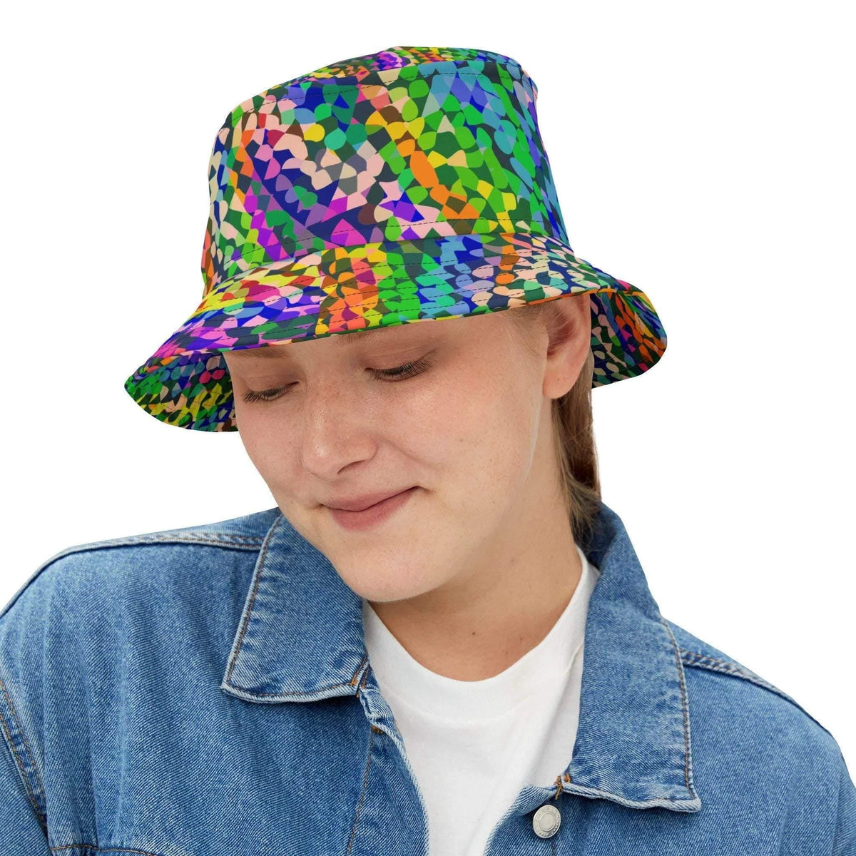 Kaleidoscope Bucket Hat - Psychedelic Rainbow Geometric Rave Sun Hat by Aesthetic Rebellion