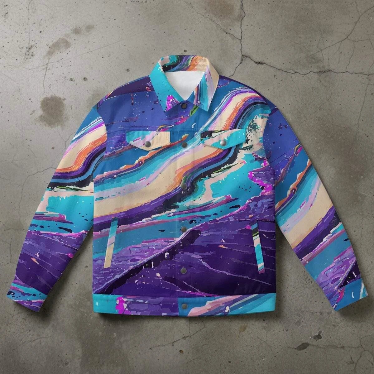 Psychedelic Splash Waterproof Urban Jacket - Vibrant All-Over Print Windbreaker for Street Style by Aesthetic Rebellion