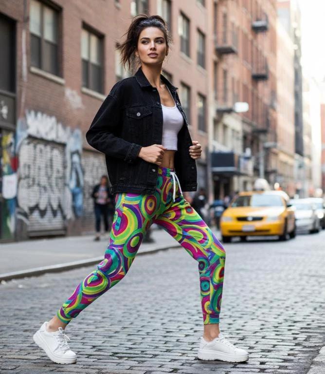 Neon StreetsmArt Athletic Joggers - Vibrant Graffiti Print Unisex Activewear for Urban Style by Aesthetic Rebellion