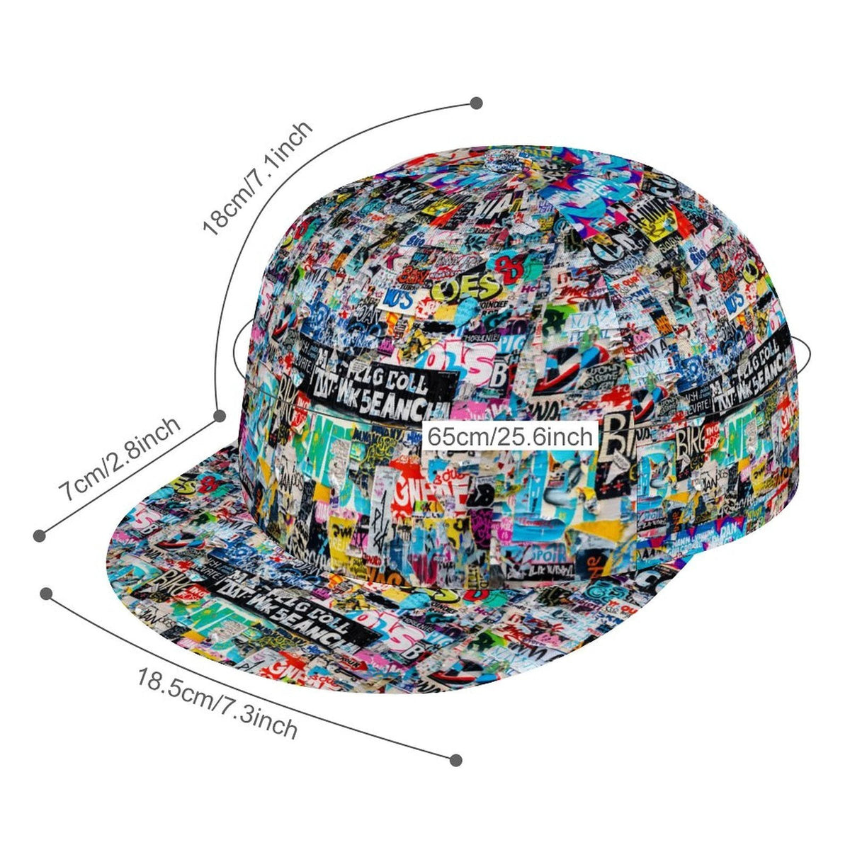 Graffiti Print Snapback Cap – All-Over Street Art Hat – Maximalist Urban Baseball Cap by SALE_DESIGN-Personal Design