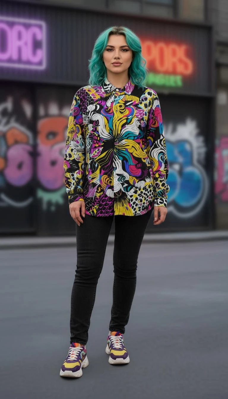 Dark Knight Maximalist Cotton Poplin Shirt - Edgy Goth-Inspired Button Down for Alt-Professionals & Musicians by Aesthetic Rebellion