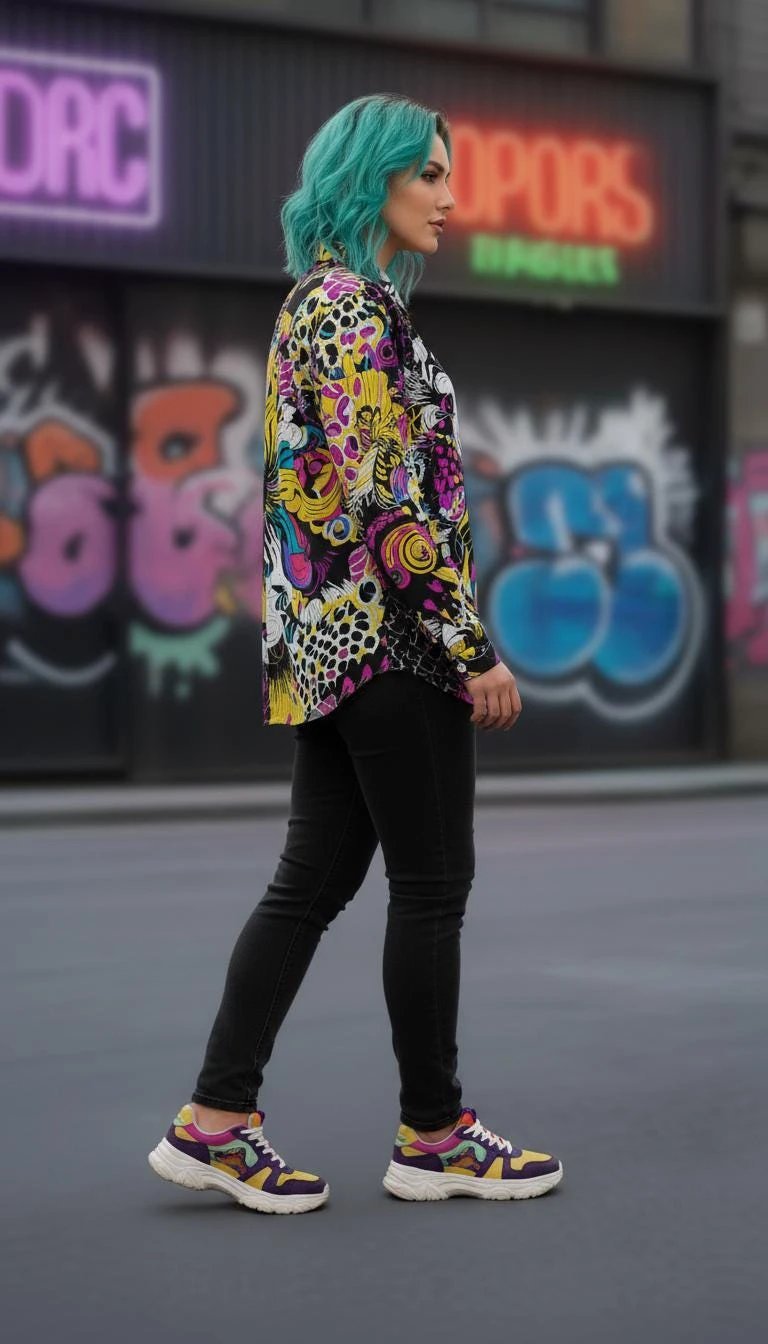 Dark Knight Maximalist Cotton Poplin Shirt - Edgy Goth-Inspired Button Down for Alt-Professionals & Musicians by Aesthetic Rebellion