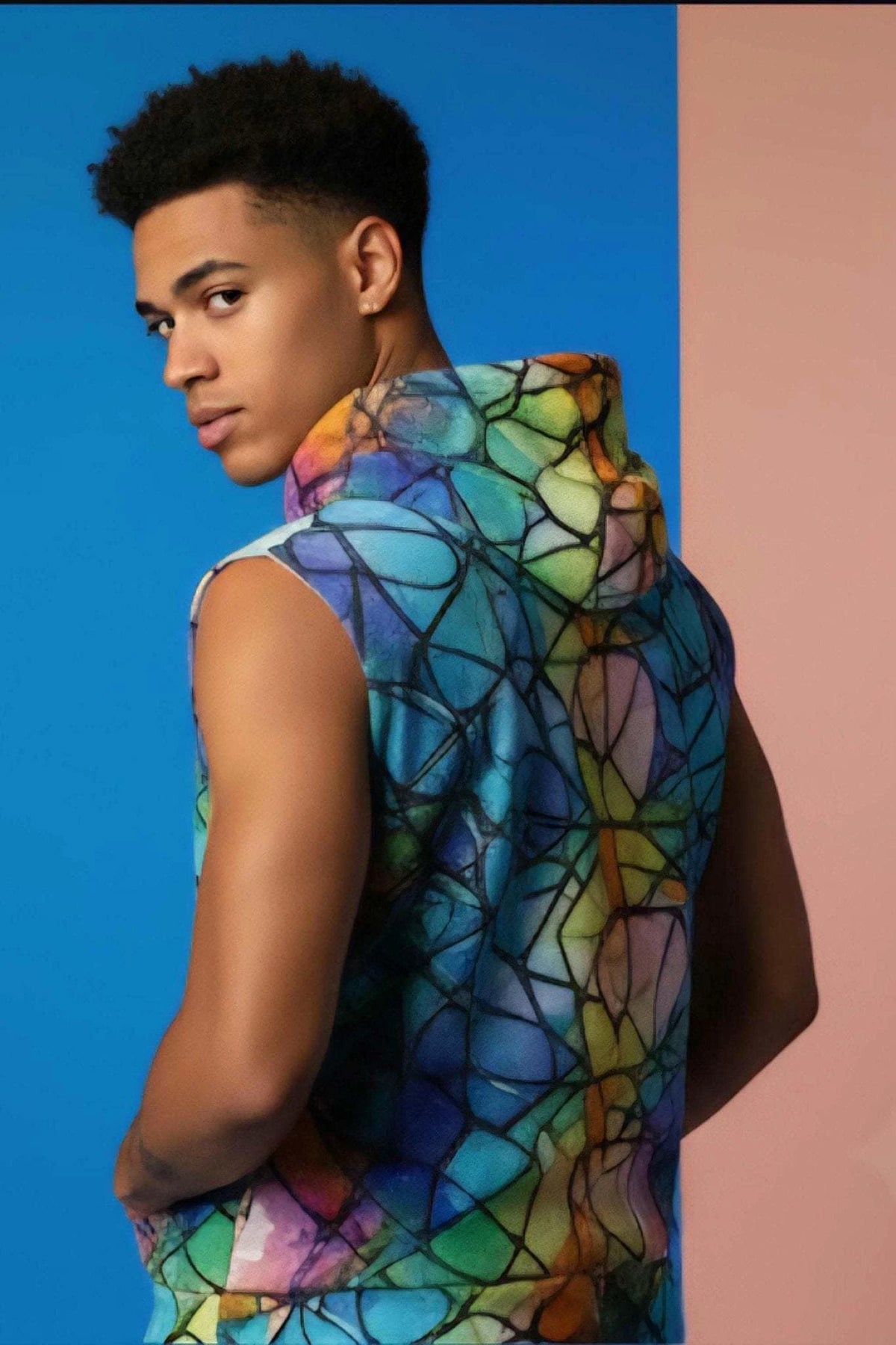 Vibrational Vector Athletic Hoodie - Psychedelic High-Visibility Activewear for Cycling & Outdoor Adventurers by Aesthetic Rebellion
