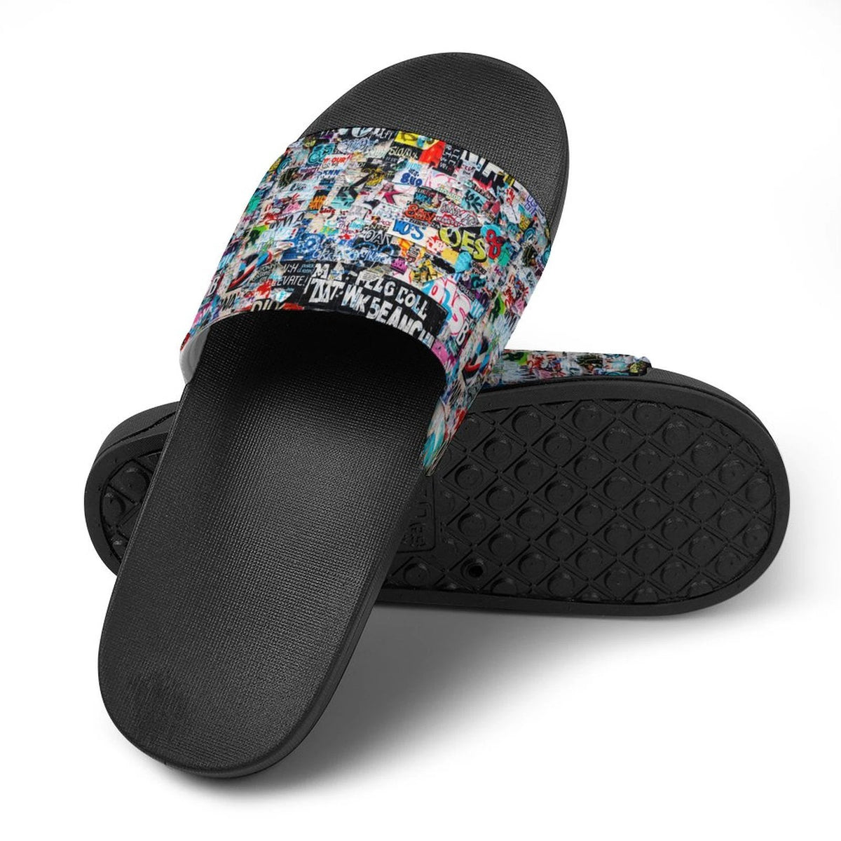 "Tag Swag" All-Over Print Slides | Bold Abstract Art PVC Slippers by Aesthetic Rebellion