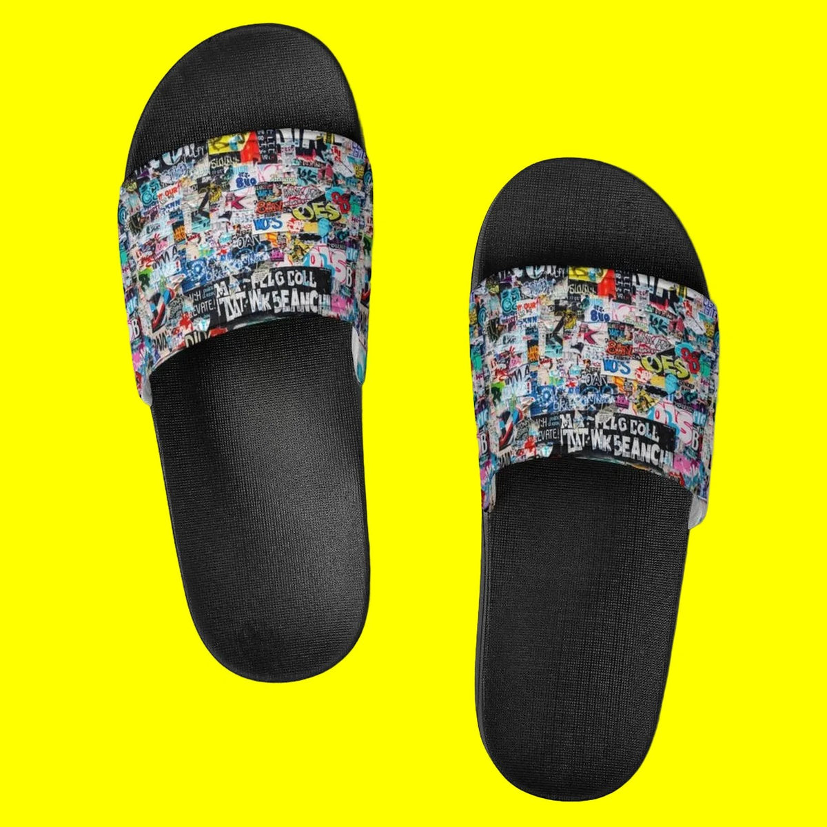 "Tag Swag" All-Over Print Slides | Bold Abstract Art PVC Slippers by Aesthetic Rebellion