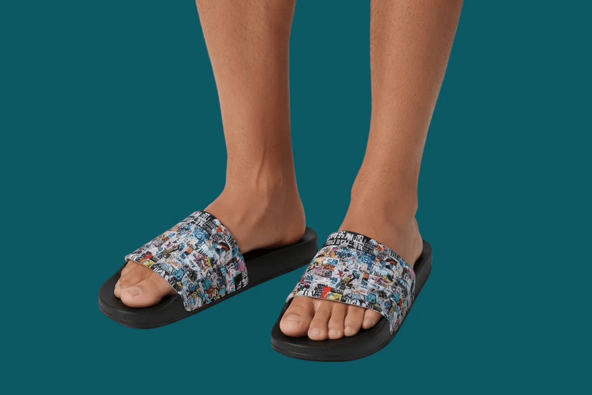 "Tag Swag" All-Over Print Slides | Bold Abstract Art PVC Slippers by Aesthetic Rebellion