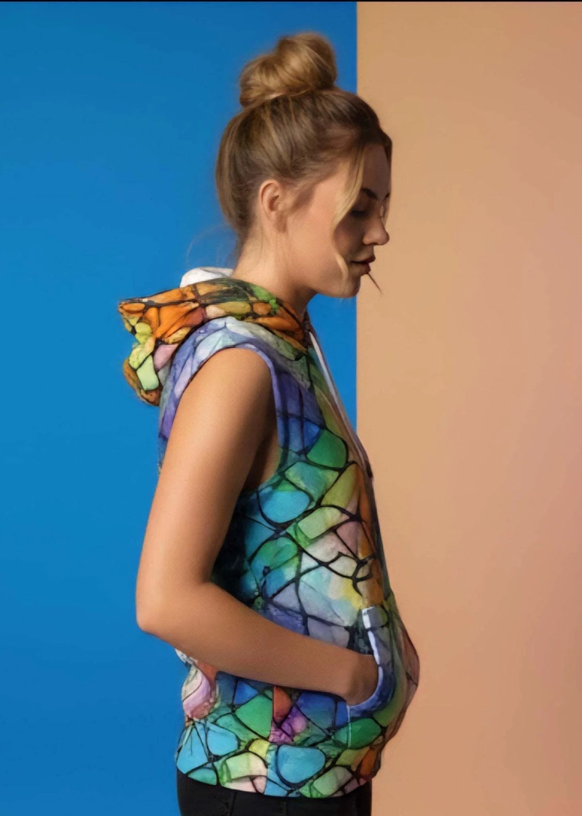 Vibrational Vector Athletic Hoodie - Psychedelic High-Visibility Activewear for Cycling & Outdoor Adventurers by Aesthetic Rebellion