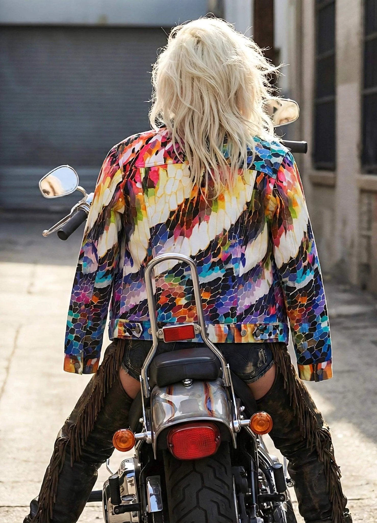 Rainbow Mosaic Shattered Glass Jacket - Primal Print Psychedelic Art Coat for Festival Headliners by Aesthetic Rebellion