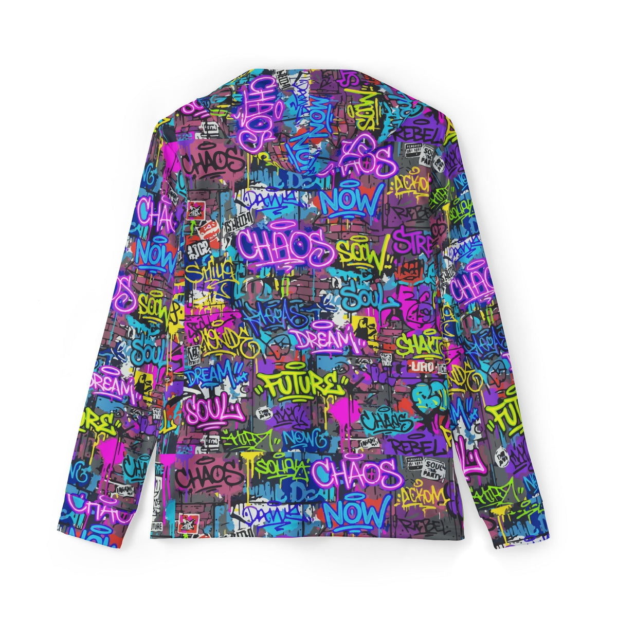 Graffiti Chaos Hoodie — Neon Street Art All - Over Print Warmup Hoodie - Aesthetic Rebellion