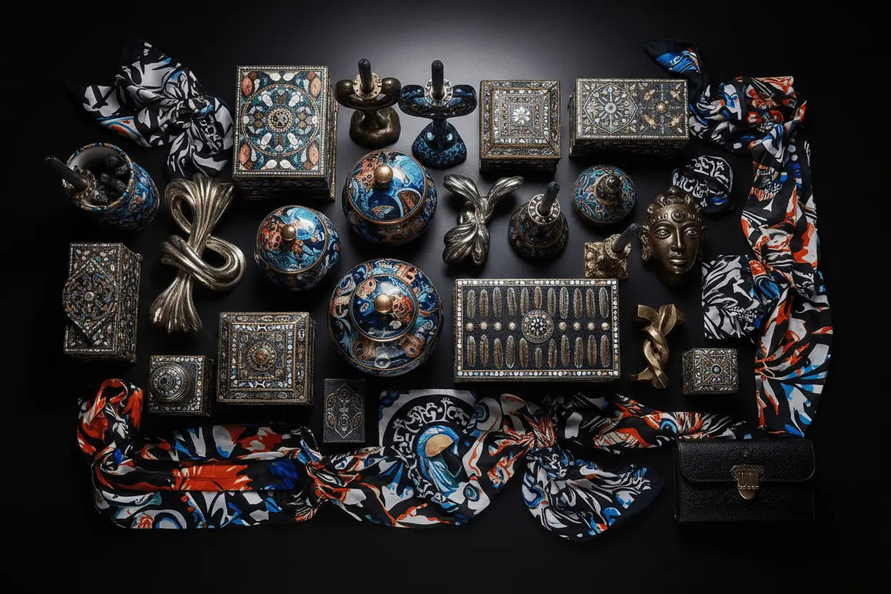 Transcendent Artifacts collection by Aesthetic Rebellion — maximalist all-over-print home goods and accessories designed as wearable, liveable art.