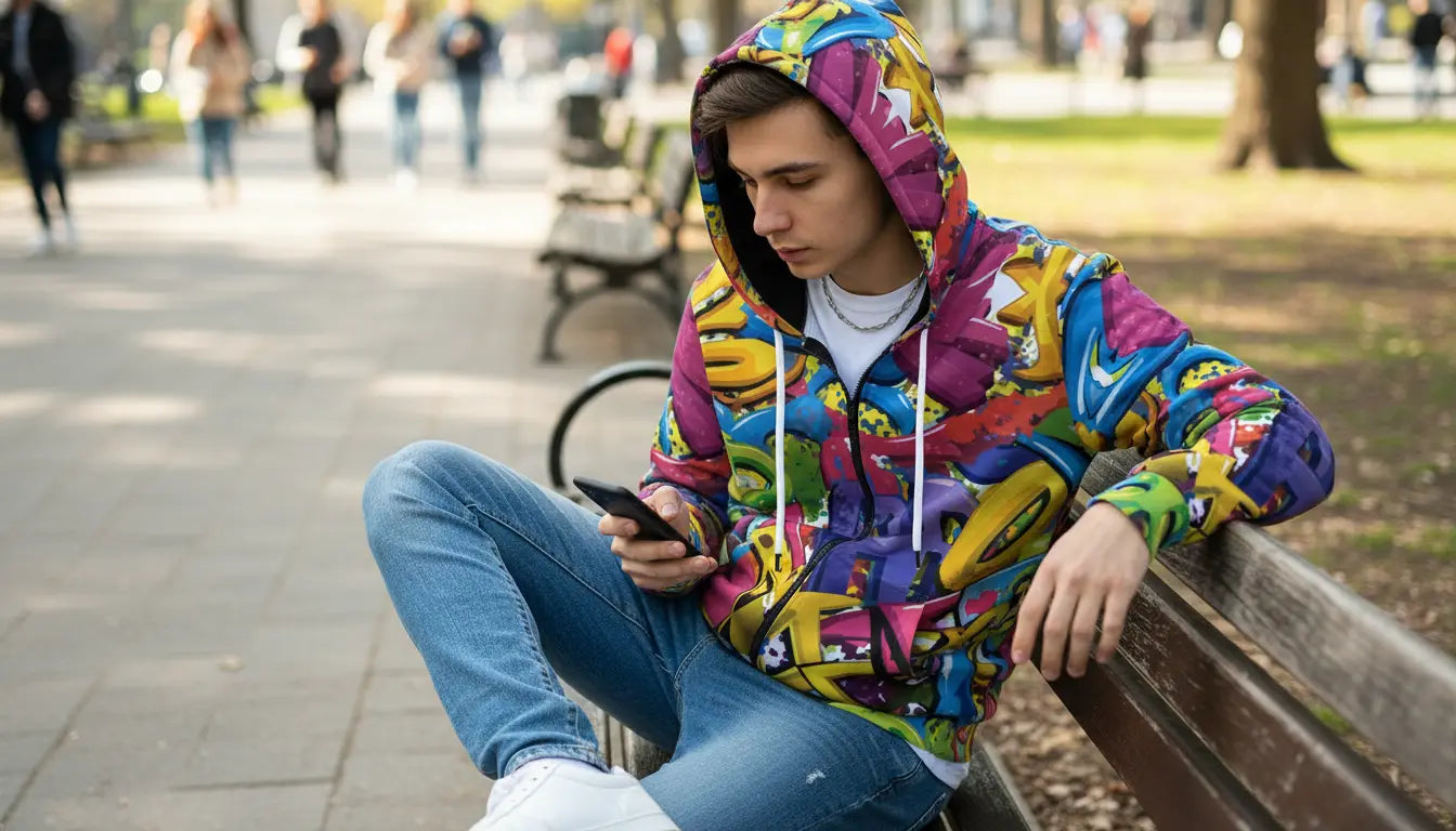 Youth Collection by Aesthetic Rebellion — all-over-print hoodies, joggers, and tees for toddlers and kids ages 2 to 14, with safety-first no-drawstring hoods.