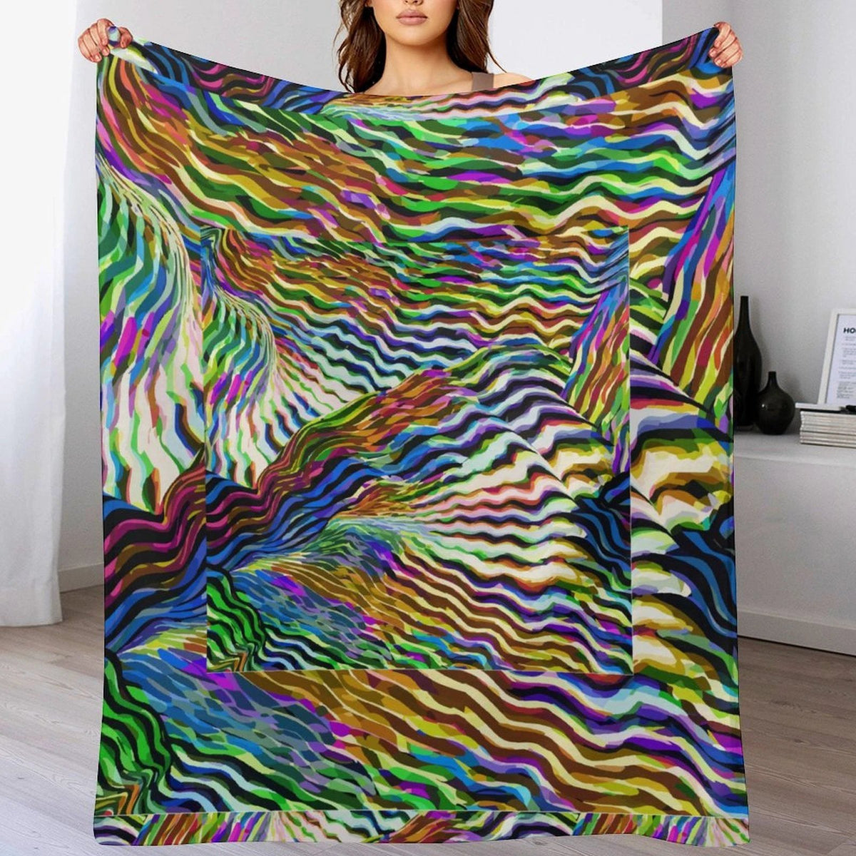 "Lightning Complex" Abstract Art Flannel Blanket - 70"x80" by SALE_DESIGN-Personal Design