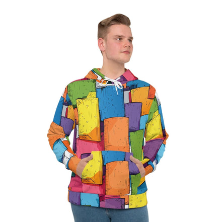 Maximalist Geometric Block Print Hoodie - Vibrant Architectural AOP Sweatshirt for Tech-Creatives by Aesthetic Rebellion