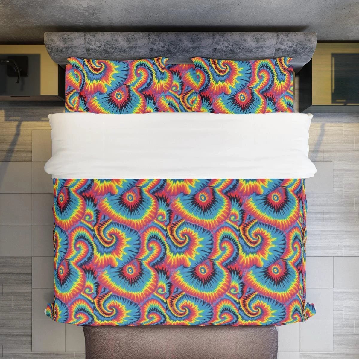 Made-To-Order Painted Curls Digital Tie-Dye | Four-piece Duvet Cover Set | Widened | Aesthetic Rebellion