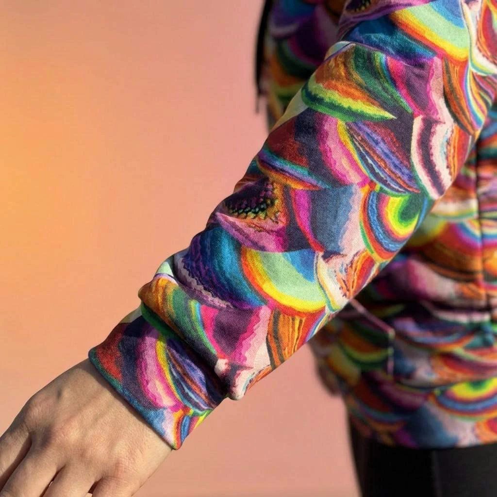 Prismatic Dragon Scale Athletic Hoodie - Rainbow Maximalist Activewear for Fantasy Lovers & Bold Fitness by Aesthetic Rebellion