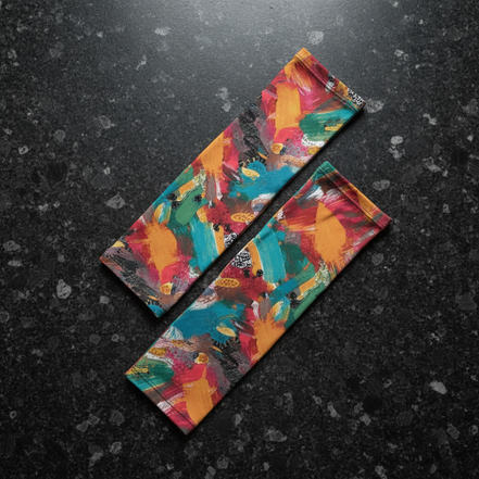 Boundless Bleed UV Arm Sleeves for Outdoor Maximalists — Cooling Lycra Sun Protection, Moisture-Wicking AOP Trail Hiking Cycling Garden Sleeves, UPF Wrist-to-Upper-Arm Coverage