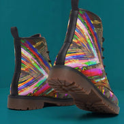 Trippy Goth Platform Combat Boots - Psychedelic Nightcore Alt-Fashion Footwear for Raves & Edgy Streetwear by Aesthetic Rebellion