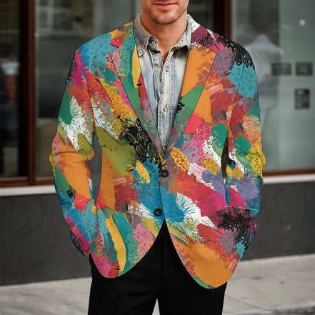 "Abstract Revolutionaire" All-Over Print Two-Button Suit — Sublimation Statement Blazer by Aesthetic Rebellion