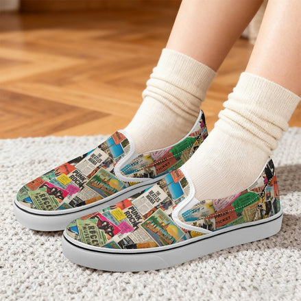 Maximalist Slip-On Shoes for Art-First Dressers — Multipass AOP Canvas Sneakers, Wearable Art | Aesthetic Rebellion