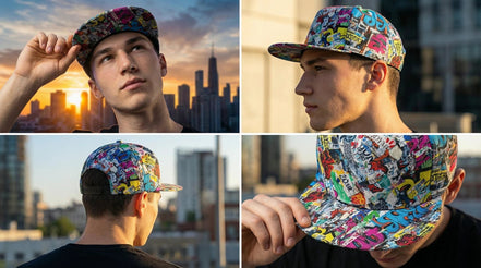 Graffiti Newspaper Collage Snapback Hat - Vintage News Art Adjustable Cap - Aesthetic Rebellion