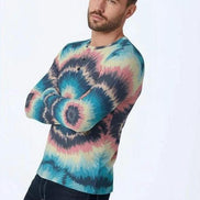 Men's Spiral Tie Dye Henley – Psychedelic Festival Streetwear Top by Aesthetic Rebellion