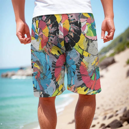 Color Wheel Men's Cargo Shorts, Tactical Abstract Wearable Art, Vibrant Maximalist Streetwear by Aesthetic Rebellion
