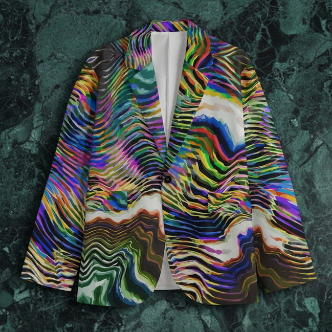 Artist Edition Maximalist Blazer for Creative Directors — Structured AOP Cotton Suit Jacket, Gallery Night Formalwear, Bold Statement Outerwear, Notched Lapel Art Blazer, S–3XL