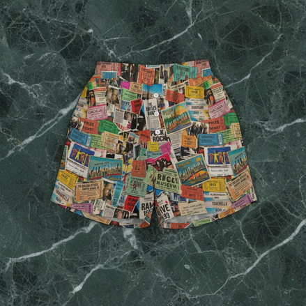 Maximalist Lounge Shorts for WFH Self-Expressers — Ticket Nation AOP Sleep Shorts, Aesthetic Pajama | Aesthetic Rebellion