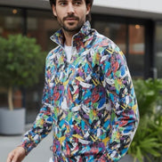 Digital Impasto Paint Stroke Half-Zip - Heavyweight Cotton Pullover for Fine Artists & Curators by Aesthetic Rebellion
