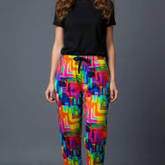 Geometric Pajama Pants | Retro Abstract Print Lounge Sleepwear by Aesthetic Rebellion
