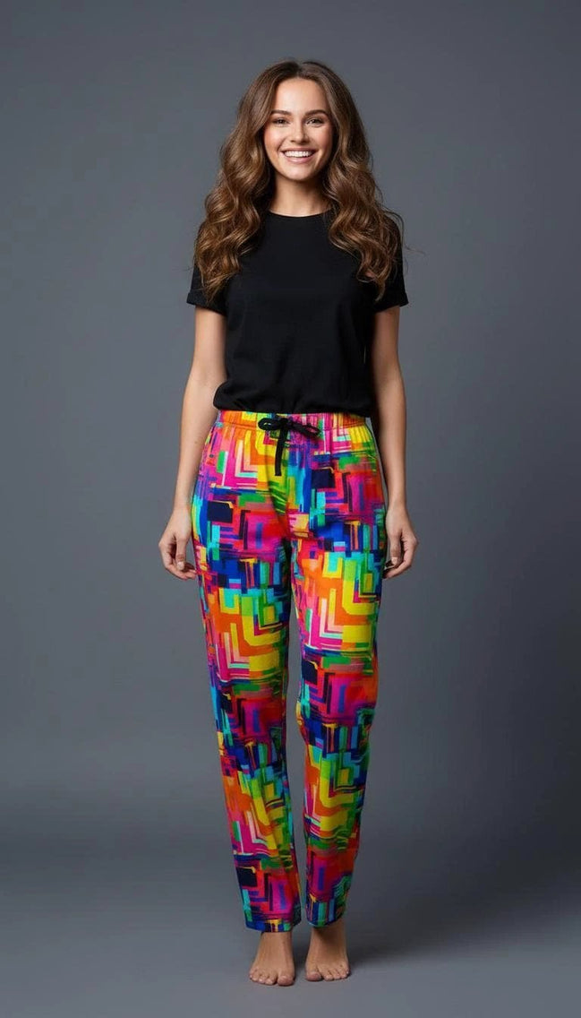 Geometric Pajama Pants | Retro Abstract Print Lounge Sleepwear by Aesthetic Rebellion