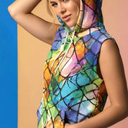 Vibrational Vector Athletic Hoodie - Psychedelic High-Visibility Activewear for Cycling & Outdoor Adventurers by Aesthetic Rebellion