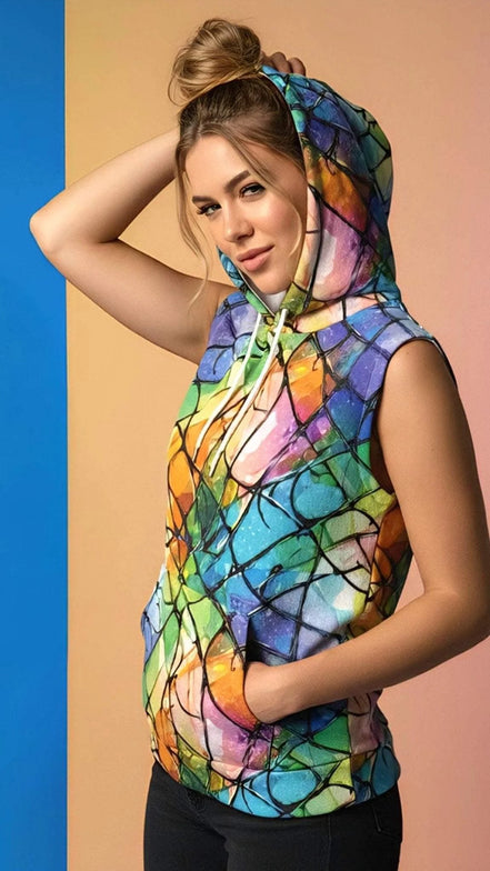 Vibrational Vector Athletic Hoodie - Psychedelic High-Visibility Activewear for Cycling & Outdoor Adventurers by Aesthetic Rebellion