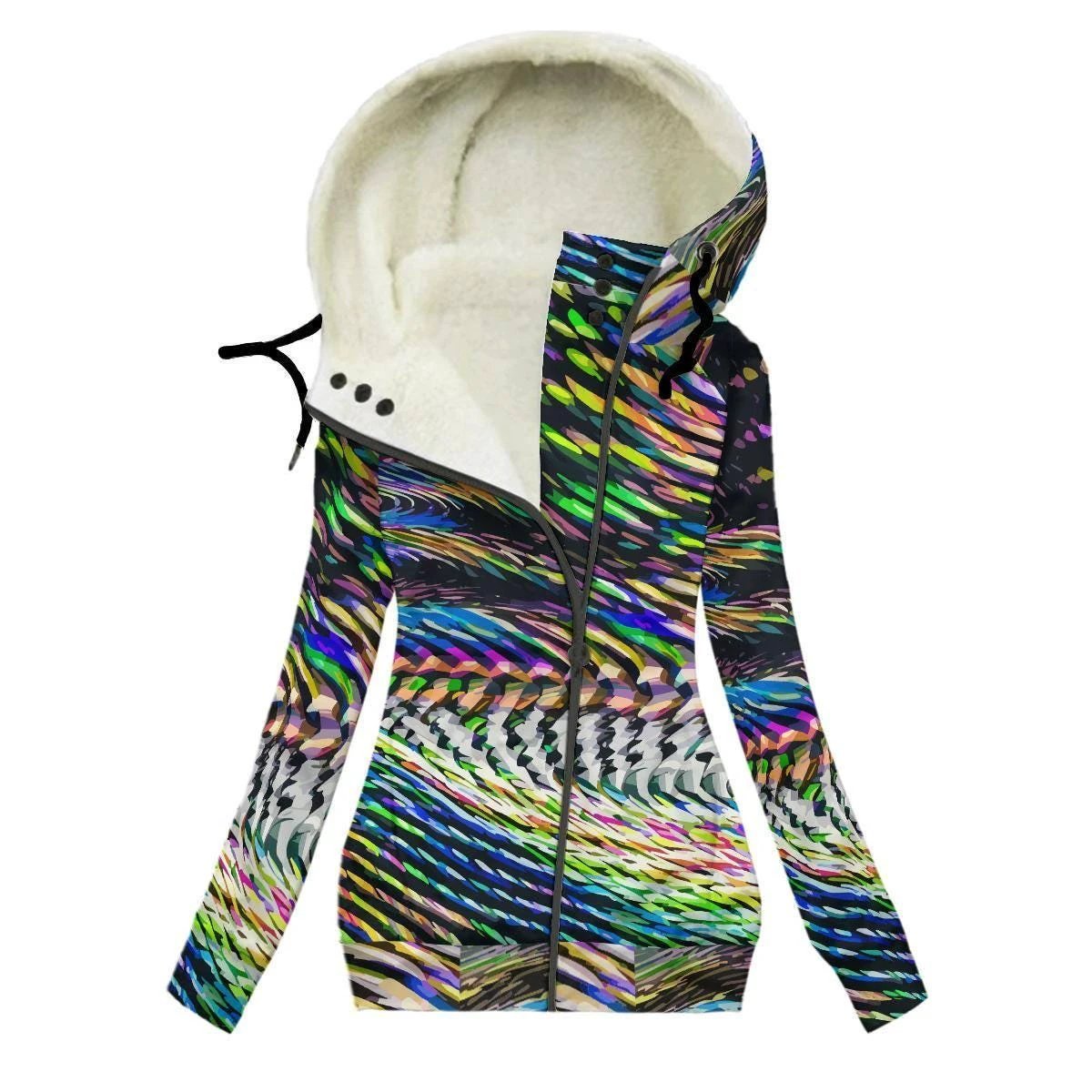 Winter Wonder Neon Snow Hoodie - Psychedelic High-Visibility Streetwear for Extreme Cold by Aesthetic Rebellion