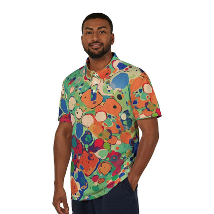 Maximalist Paint Splatter Polo - Psychedelic Abstract Art Golf Top for Art Teachers & Rave Fashion by Aesthetic Rebellion