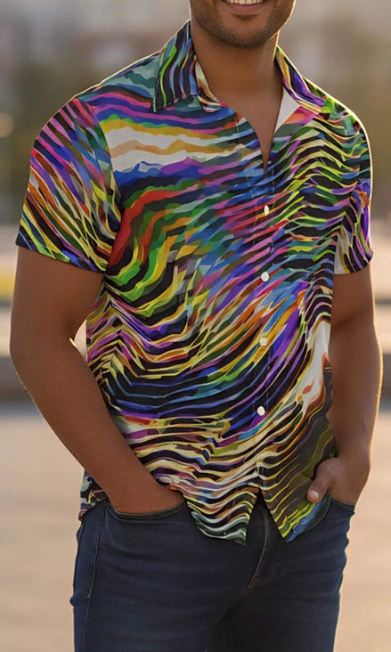 Ethereal Zebra Colorful Button-Up - Business Casual Maximalist Shirt for Creative Professionals by Aesthetic Rebellion