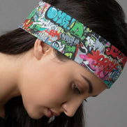 Graffiti Street Art Sports Headband - Sweat-Wicking Maximalist Hairband for HIIT, Running & Urban Fitness - Aesthetic Rebellion