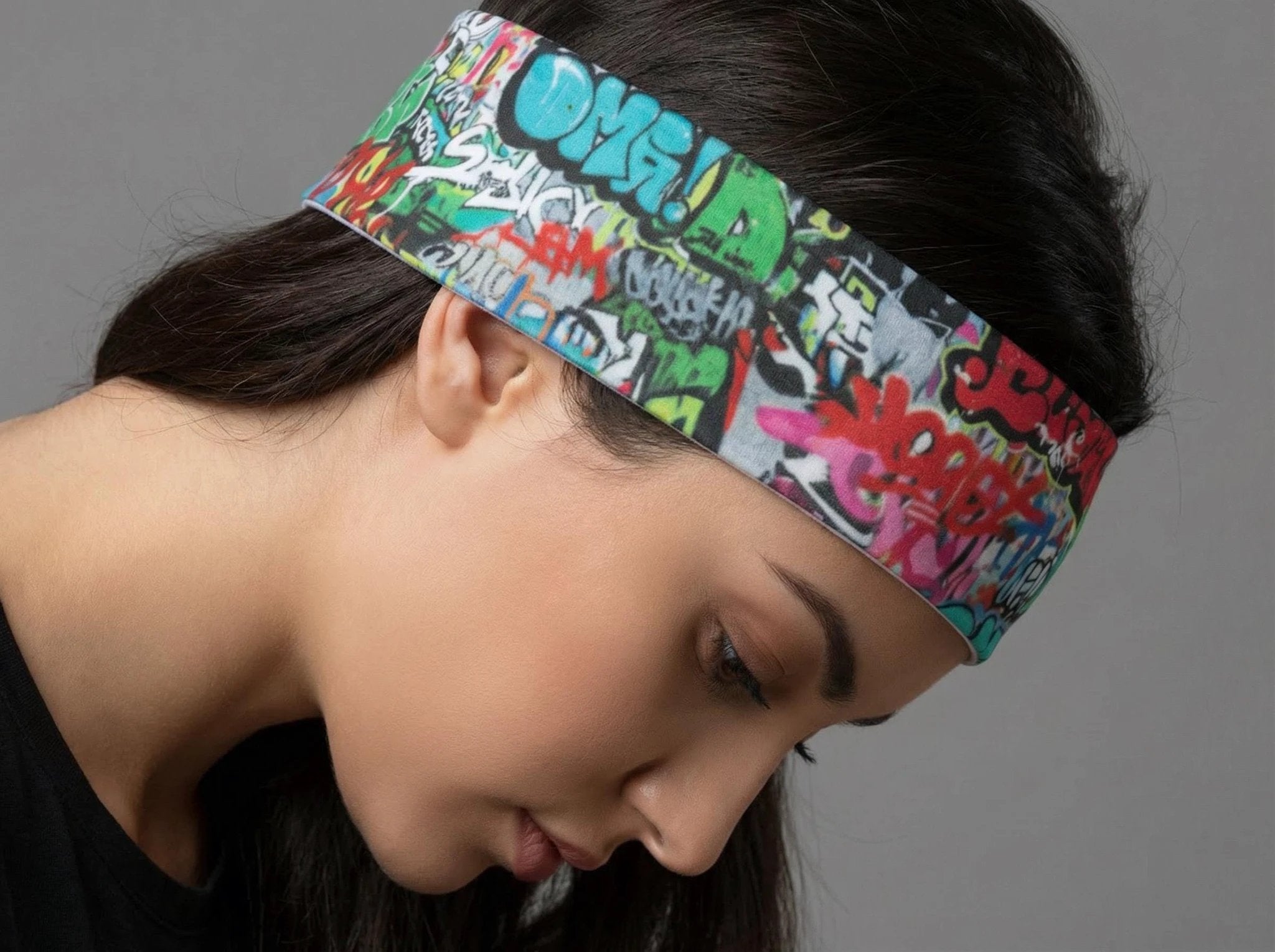 Graffiti Street Art Sports Headband - Sweat-Wicking Maximalist Hairband for HIIT, Running & Urban Fitness - Aesthetic Rebellion