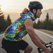 Vibrational Vector Athletic Hoodie - Psychedelic High-Visibility Activewear for Cycling & Outdoor Adventurers by Aesthetic Rebellion