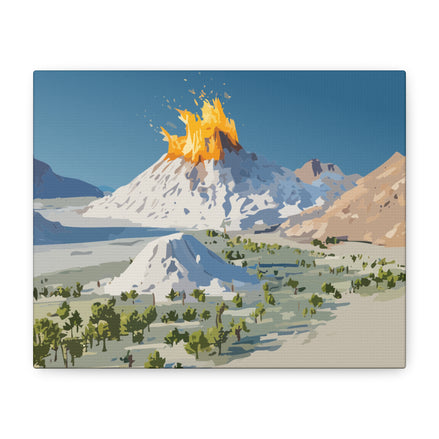 Tropical Volcano Eruption Canvas Wall Art | Stylized National-Park Vector Print on FSC-Certified | Aesthetic Rebellion