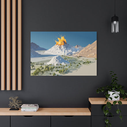 Tropical Volcano Eruption Canvas Print for Nature-Obsessed Interiors — Island Adventure Wall Art, FSC-Certified Matte Stretched Canvas, Home Decor Gift for Wanderlust Collectors