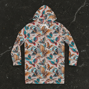 Aviary Bird Print Hoodie Dress for Nature-Forward Dressers — AOP Bird & Botanical Women's Hoodie Dress, Cottagecore Statement, Wearable Field Guide Art, Kangaroo Pocket, S–2XL