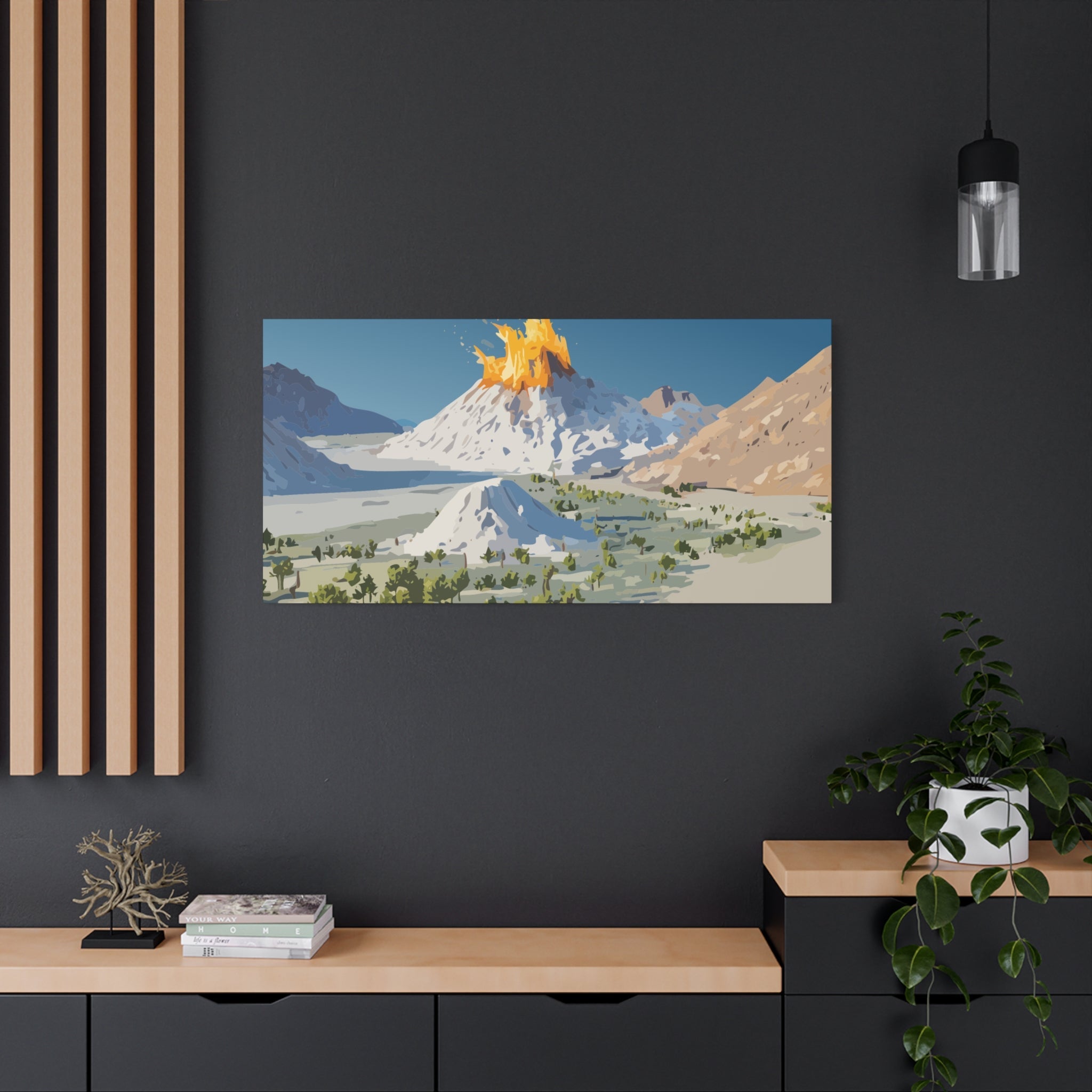 Tropical Volcano Eruption Canvas Print for Nature-Obsessed Interiors — Island Adventure Wall Art, FSC-Certified Matte Stretched Canvas, Home Decor Gift for Wanderlust Collectors